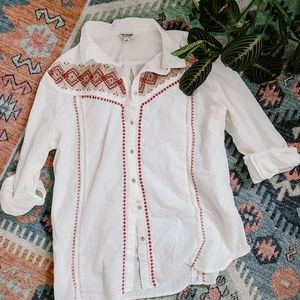Vintage Embroidered Button Up Top